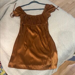 Tiger Mist Shimmering Copper mini dress
